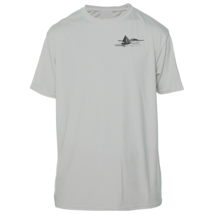 A gray UV shirt with a sailboat on it.