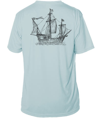 A UV shirt with a pirate ship on it.