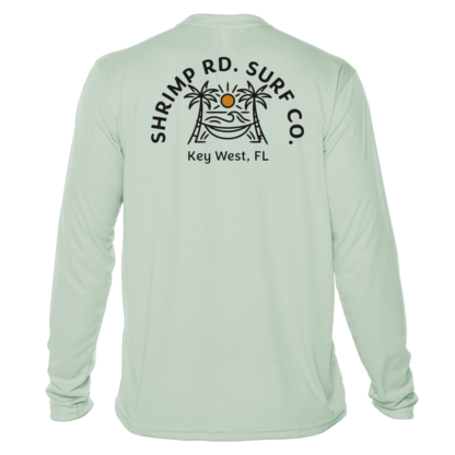 A Shrimp Road Surf Co - Local Vibe Sun Shirt - UV Crew Long Sleeve with a frog on it.