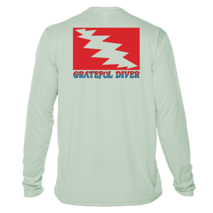 Grateful Diver Classic UV Shirt in seagrass back shot off figure