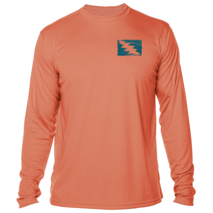 Grateful Diver Dive Tanks UV Shirt in salmon front shot off figure