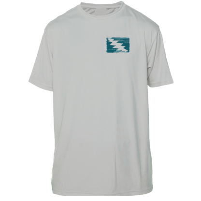 A Grateful Diver Dive Tanks UV Shirt with a blue and white wave on it.