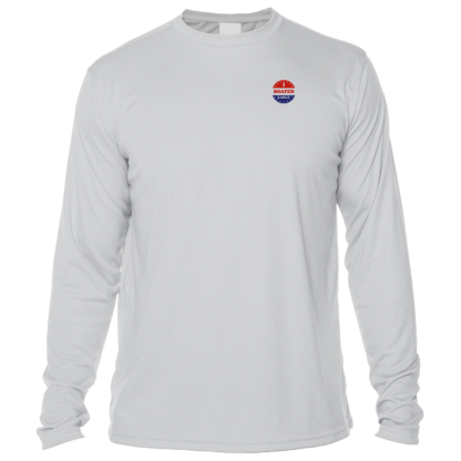 A Key West Sun Shirts - I Boated Early - UV Crew Long Sleeve with a red, blue and white logo.