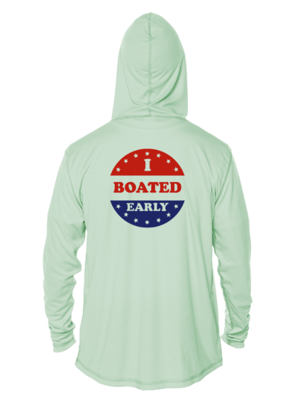 A green Key West Sun Shirts - I Boated Early x 2 - UV Hoodie with i'm boating early printed on it.