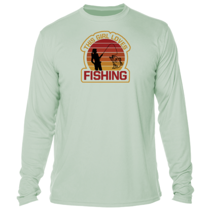 A men's long - sleeve t - shirt that says fishing.
