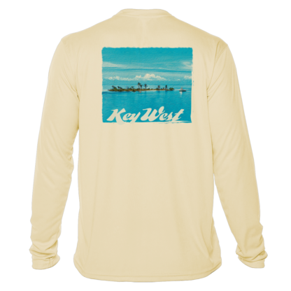 A beige UV shirt with the words Key West on it.