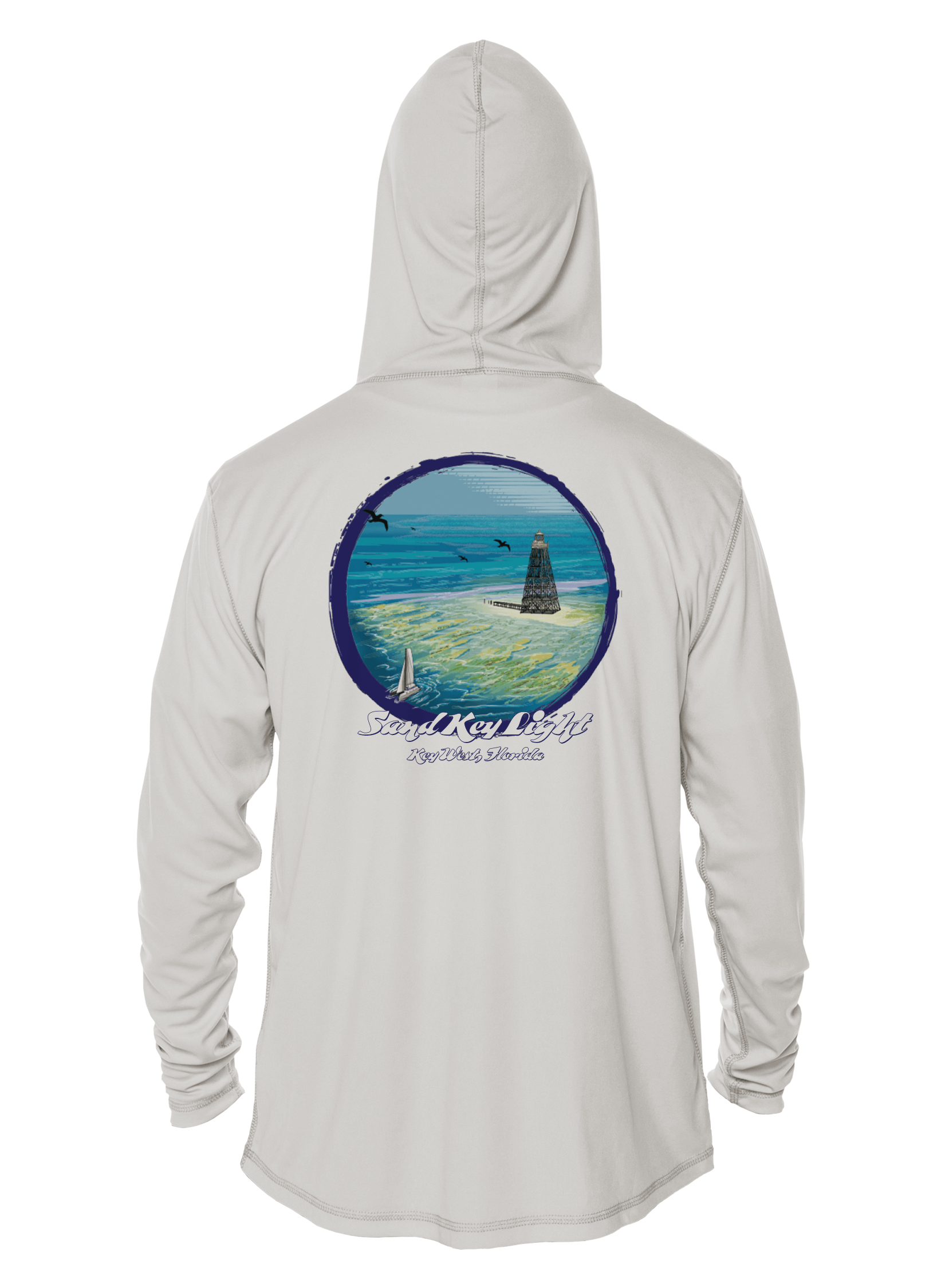 Key West Sun Shirts - Sand Bar Life - UPF 50+ Hoodie - Arctic Blue,SM