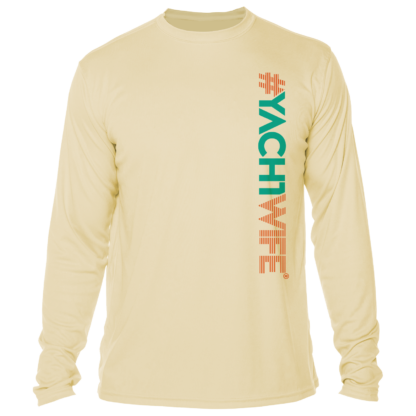A long-sleeved UV shirt with the word "yucch wife" on it.