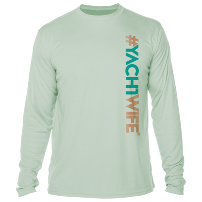 A green long-sleeve UPF shirt with the word vchwife on it.