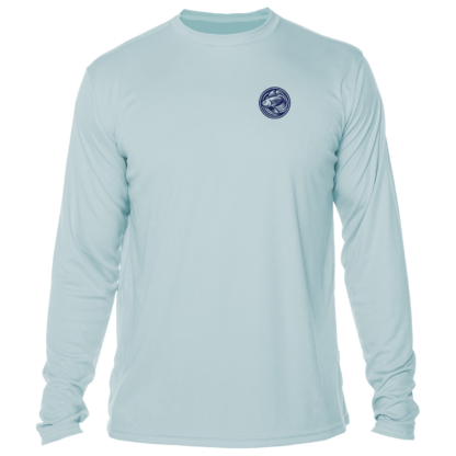 A light blue long sleeve UV shirt for men.