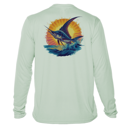 Men's marlin fishing long sleeve shirt, perfect for the avid fisherman.