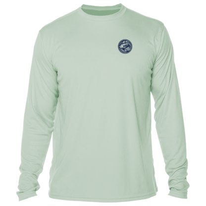 A men's UV sun shirt in green with a logo on the front.