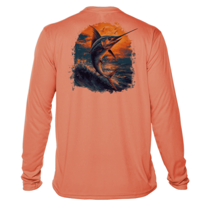 Men's long sleeve marlin fishing shirt.