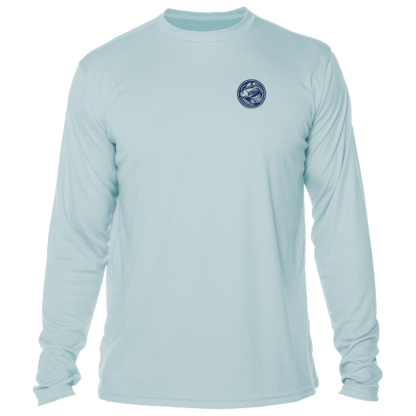 The men's UV shirt in light blue is perfect for sun protection while fishing or spending time outdoors.