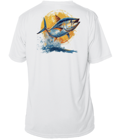 A Fishing Shirt Outfitters - Angler's Collection: Yellowfin Tuna - UPF 50+ Short Sleeve with an image of a yellowfin tuna.