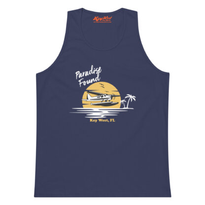 Key West Sun Shirts – Paradise Found with Seaplane – Men’s Premium Tank Top - Image 11