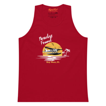 Key West Sun Shirts – Paradise Found with Seaplane – Men’s Premium Tank Top - Image 6